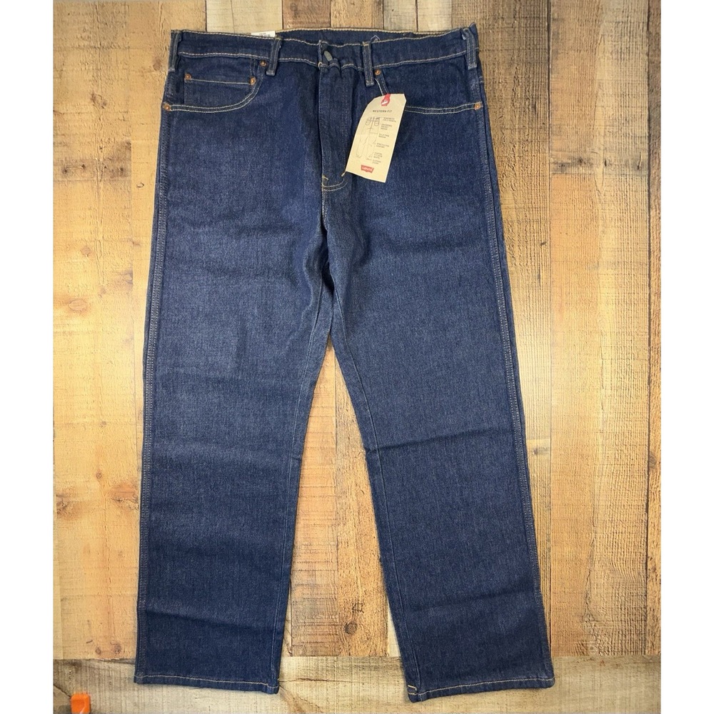 NWT Levi's Western Fit Men's Jeans 38x32 Dark Wash Stretch Straight Leg Cowboy
